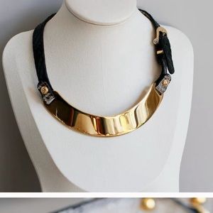 Henri Bendel Gold Leather Choker